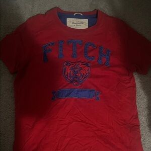 Abercrombie & Fitch Red Tee with Blue Bear Design